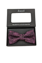 Zazzi Boyswear Purple Paisley Boys Bow & Pocket Square Purple front view