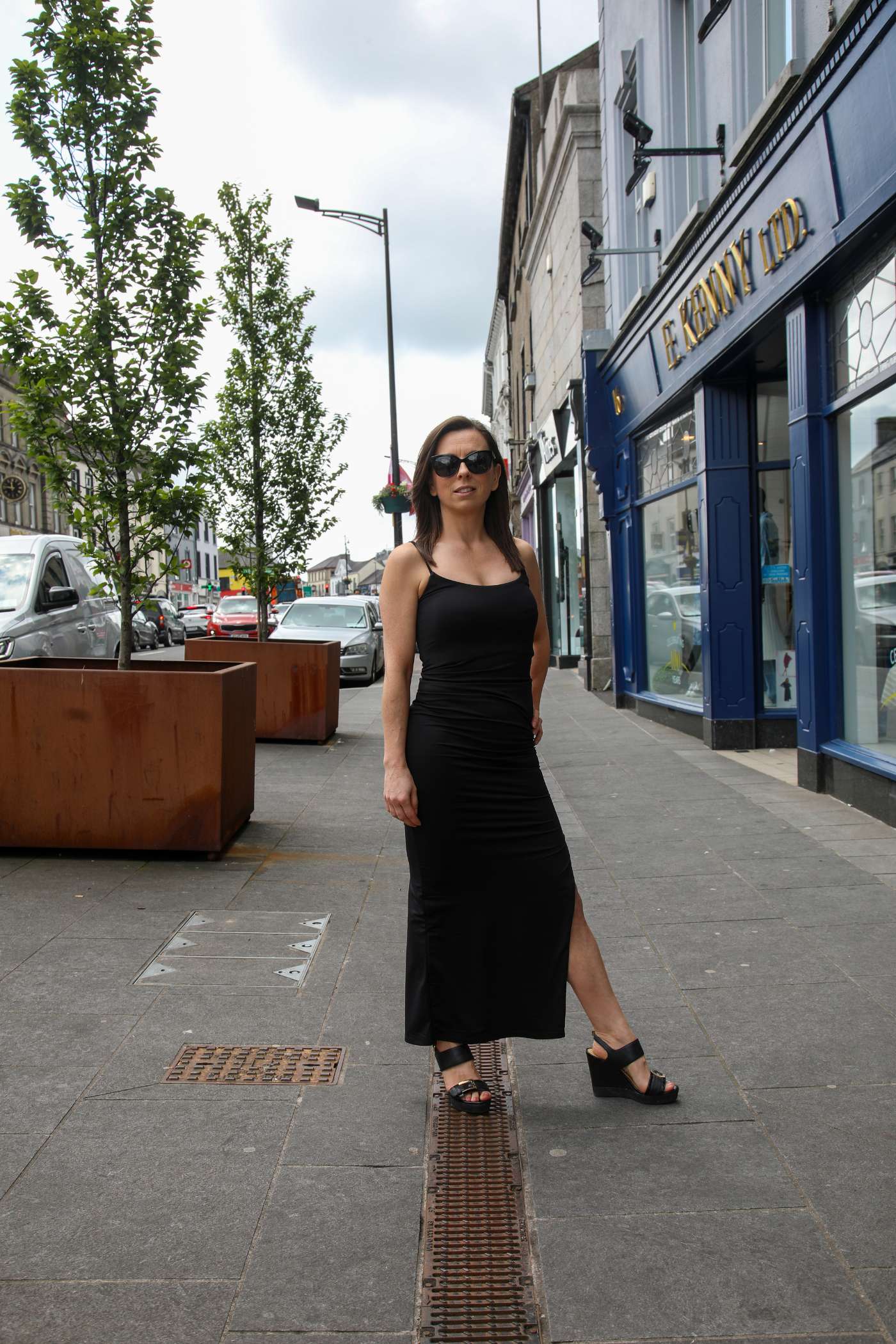 Ann in the Black Fitted Midi Dress