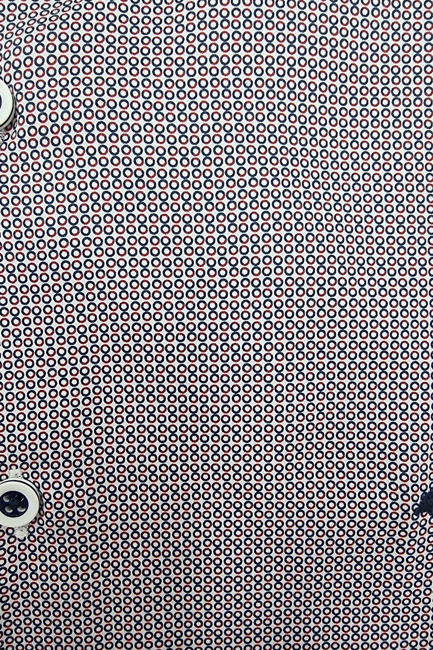 Men's Ampudia White with Navy/Red Circle Print Shirt-Close Up