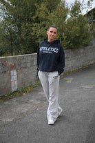 Superdry Ladies Athletic Embroidered Grey Marl Flare Jogger Grey Marl front view