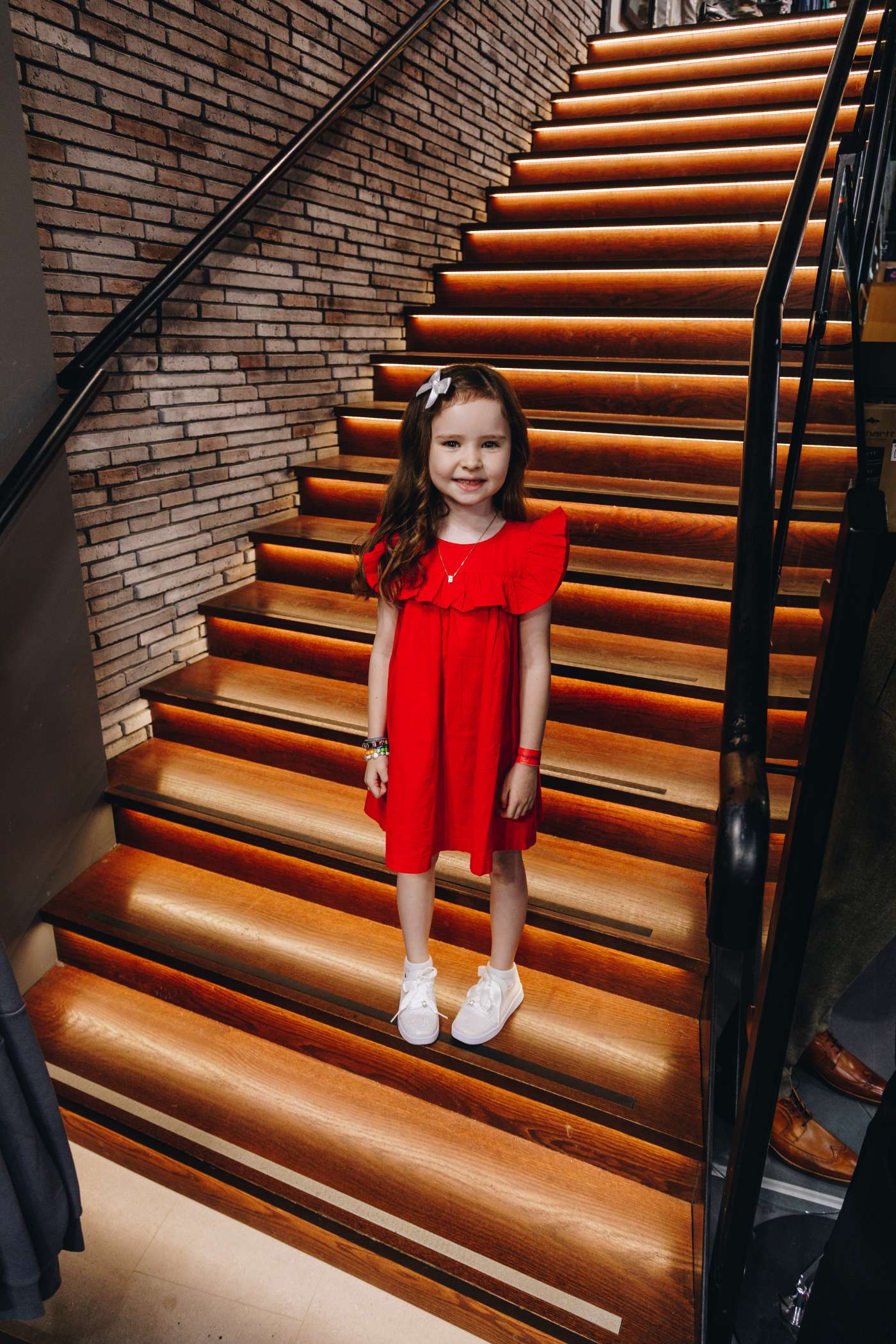 Ellie in the Falinnen Cap Sleeve Dress-Chinese Red