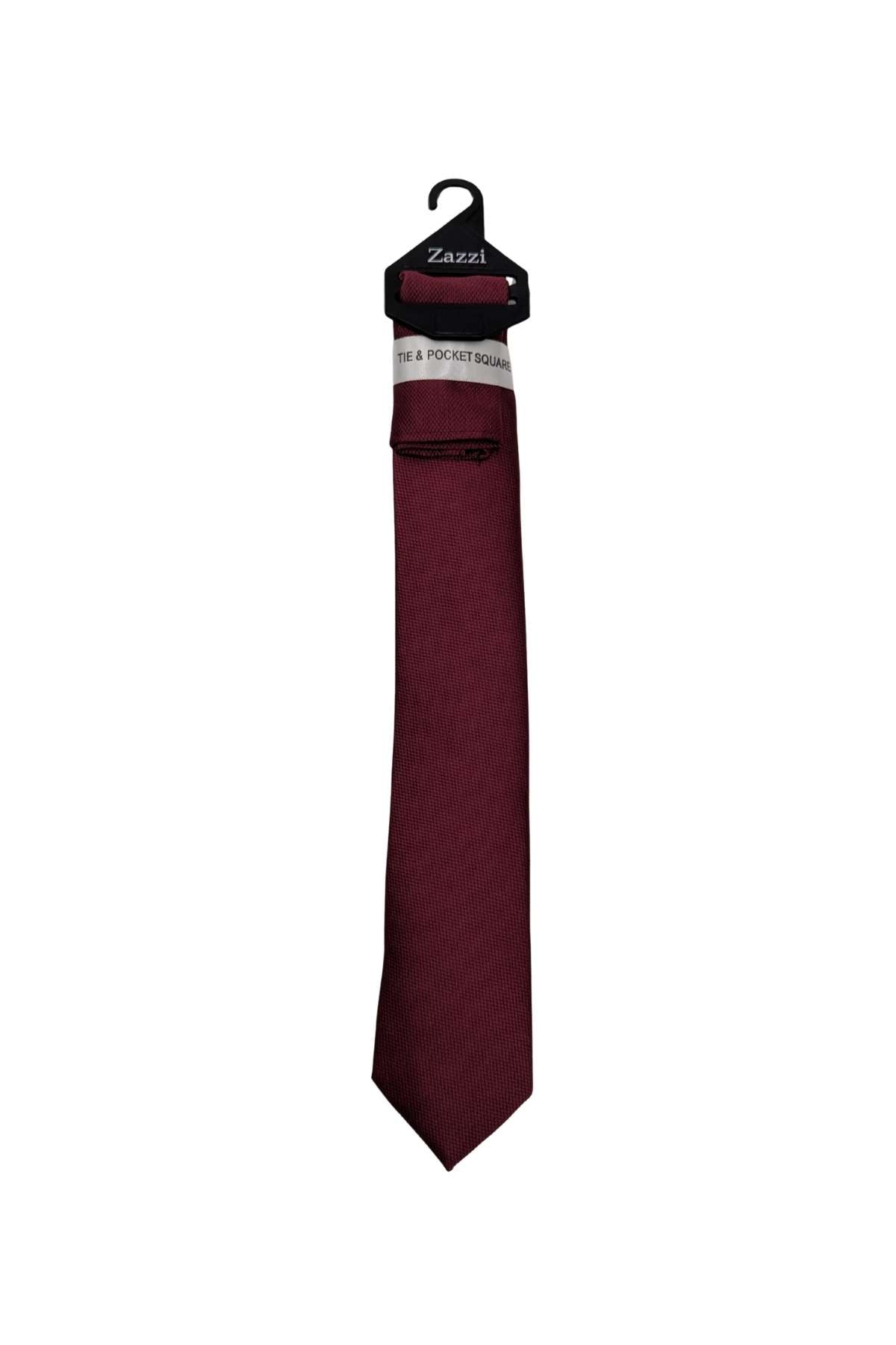 Kid Boys Tie & Pocket Square-Burgundy