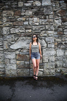 Tally Weijl Mid-Waist Grey Skinny Push-Up Shorts GREY side view