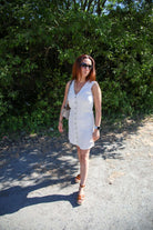 ONLY Siesta Linen Blend Mini Dress-Moonbeam Moonbeam model front view