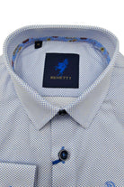 Benetti Boyswear Ronaldo Boys White With Blue Dot Pattern Shirt WHITE/BLUE detail view