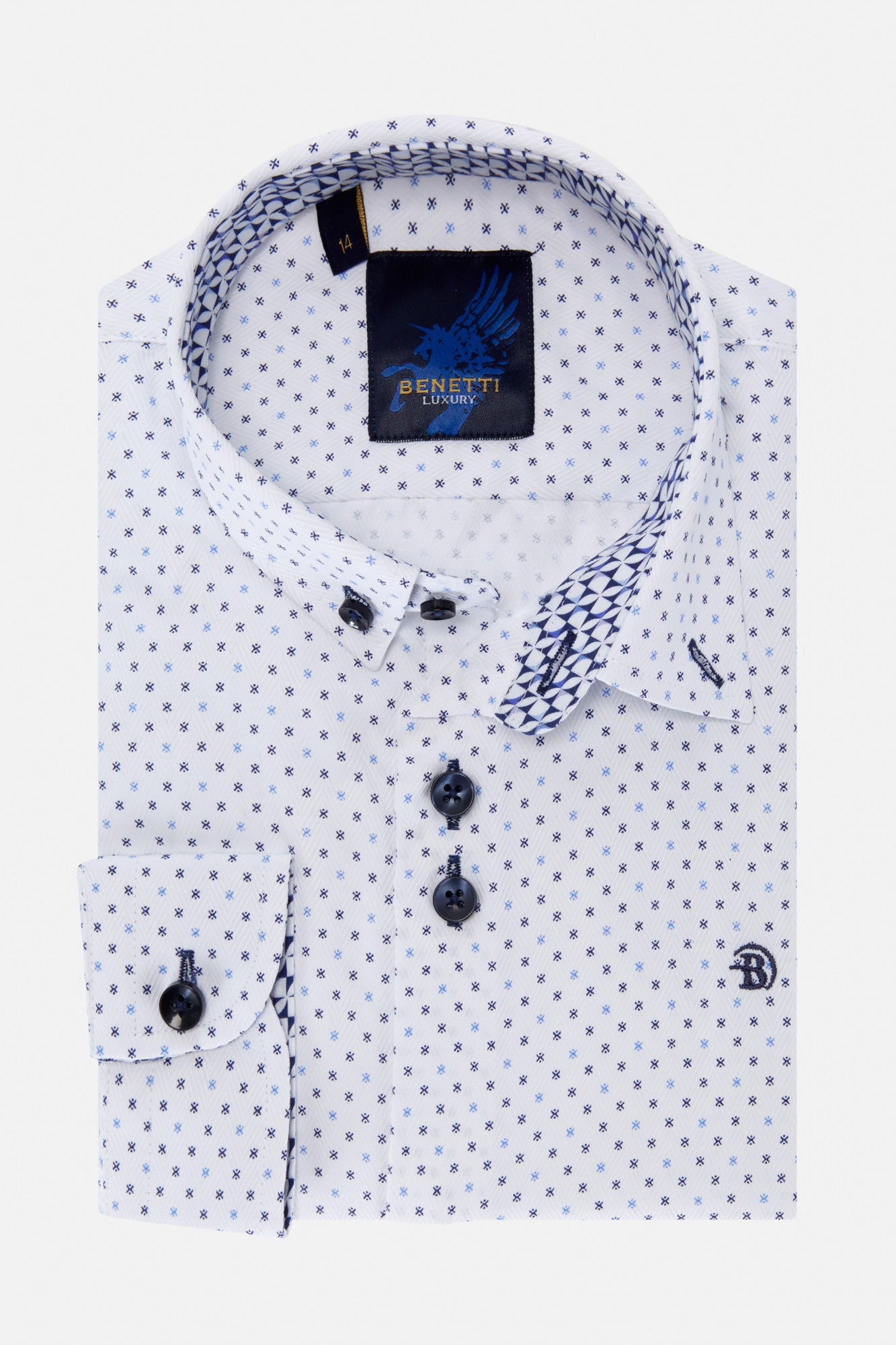 Boys Ryan White/Blue/Navy Shirt-neck view