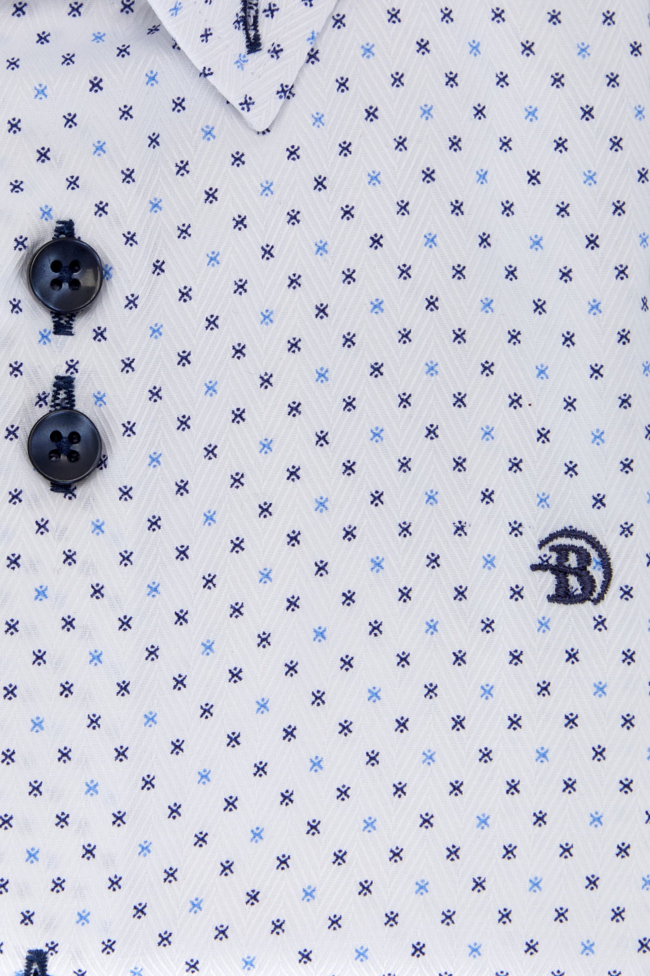 Boys Ryan White/Blue/Navy Shirt-Detail view