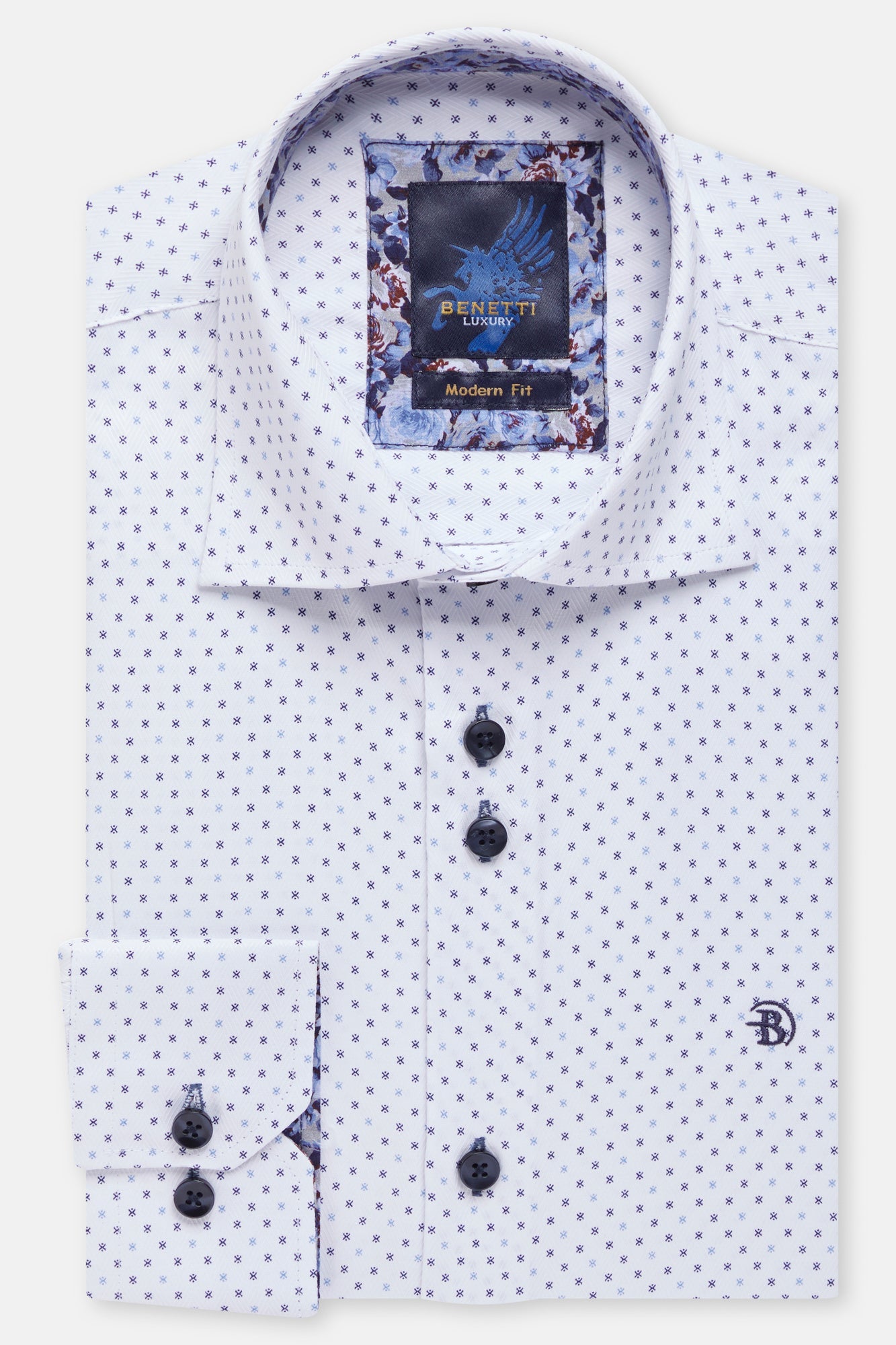 Men's Ryan Navy Long Sleeve Shirt from Benetti Menswear. 