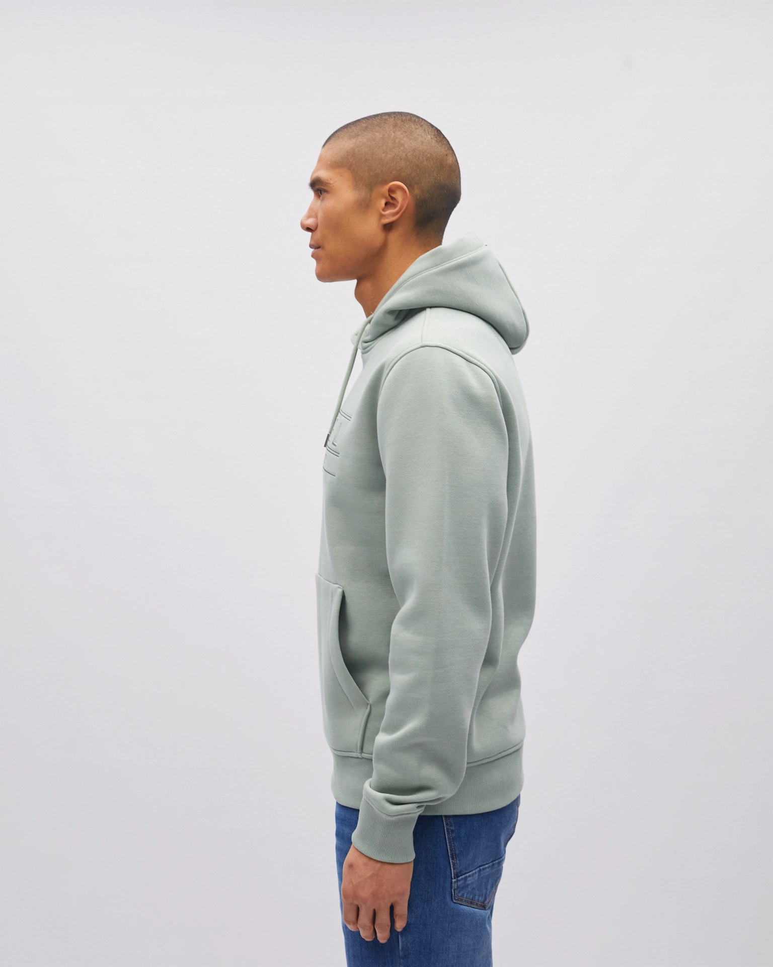 Diesel Salvatore Hoodie Tidal Green, side view on model