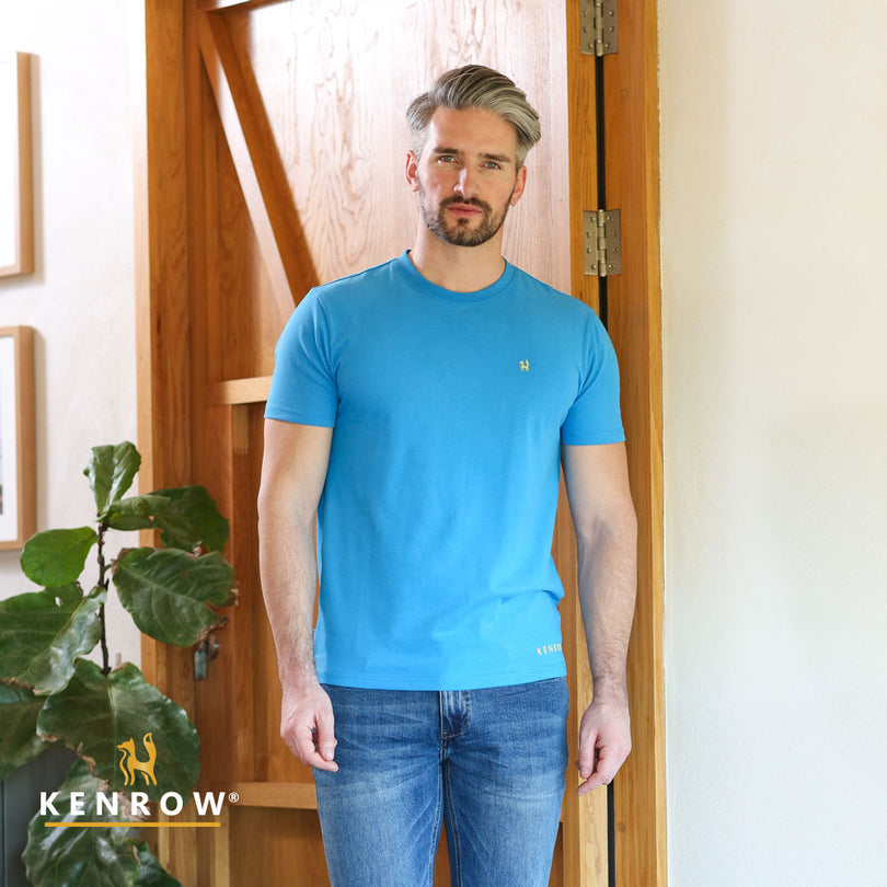 Men's Sam Short Sleeve Blue Tee-Model Front View