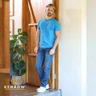 Kenrow Menswear Sam Short Sleeve Blue Tee Blue model front view