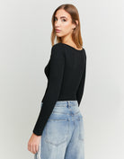 Tally Weijl Black Ribbed Basic Bodysuit BLACK detail view