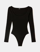 Tally Weijl Black Ribbed Basic Bodysuit BLACK back view