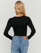 Tally Weijl Black Buttoned Long Sleeve Bodysuit BLACK side view