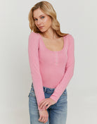 Tally Weijl Pink Buttoned Long Sleeve Bodysuit Pink detail view