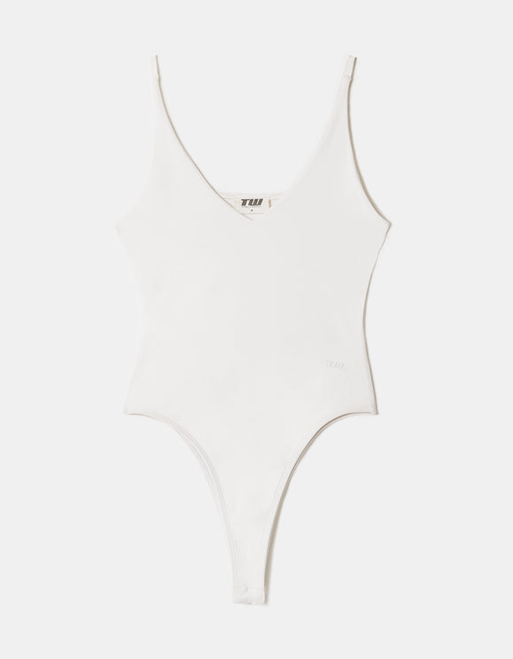 Tally Weijl White Basic Bodysuit WHITE back view