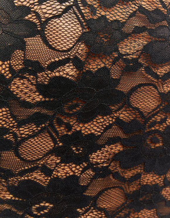 Ladies Black Lace Bodysuit-Close Up View