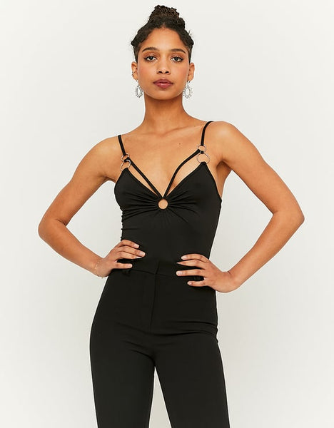 Black Lace Up Front Bodysuit