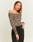 Tally Weijl Leopard Print Off Shoulder Bodysuit multi front view