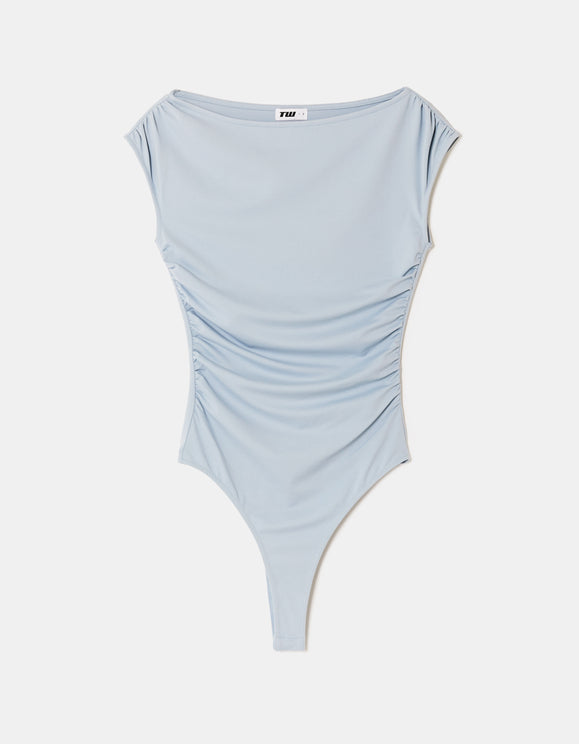 Tally Weijl Blue Bodysuit with Boat Neckline BLUE back view