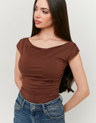 Tally Weijl Brown Bodysuit with Boat Neckline Brown front view