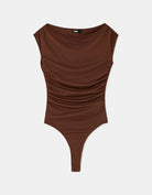 Tally Weijl Brown Bodysuit with Boat Neckline Brown back view