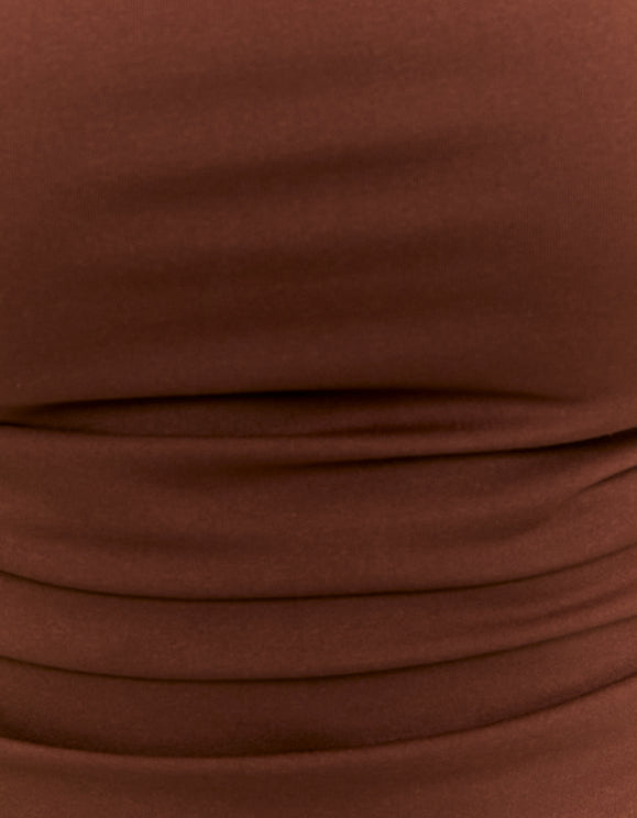Tally Weijl Brown Bodysuit with Boat Neckline Brown side view