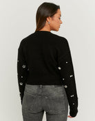 Tally Weijl Black Knitted Cardigan With Rhinestones Black detail view