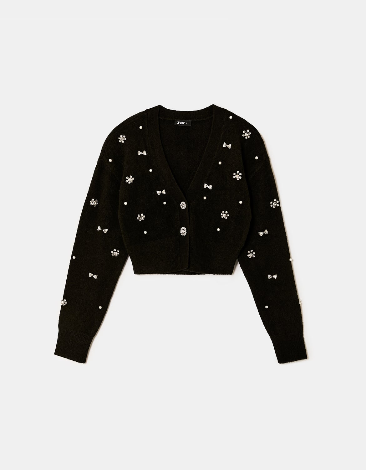 Tally Weijl Black Knitted Cardigan With Rhinestones Black back view