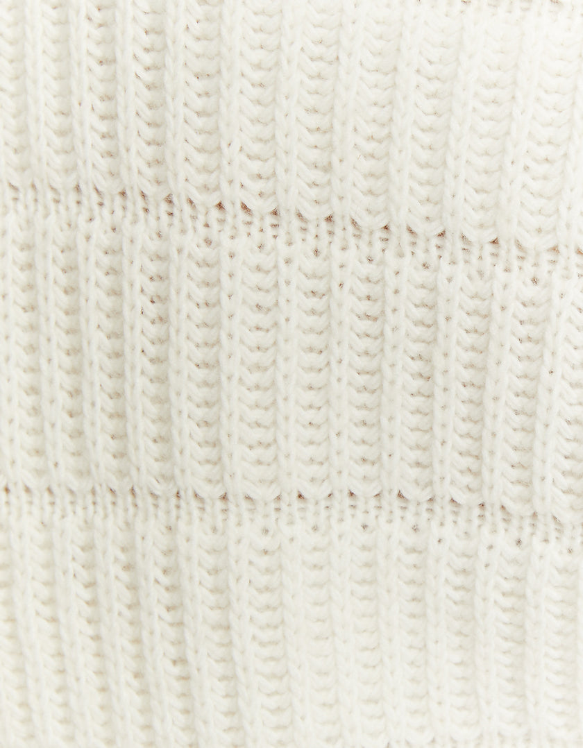 Ladies White Knit Cropped Cardigan-Close Up View
