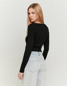 Tally Weijl Black Knitted Cardigan With Bows Black side view