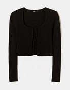 Tally Weijl Black Knitted Cardigan With Bows Black flat front view