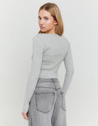 Tally Weijl Grey Knitted Cardigan With Bows Grey detail view