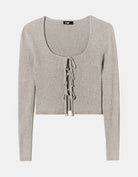 Tally Weijl Grey Knitted Cardigan With Bows Grey back view