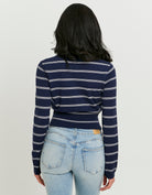 Tally Weijl Blue Striped Knit Cardigan Navy/White detail view