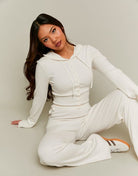 Tally Weijl White Knit Buttoned Cardigan With Hood White front view