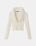 Tally Weijl Whtie Faux Fur V-Neck Cardigan WHITE side view