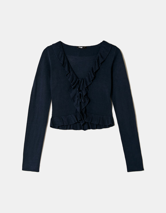 Tally Weijl Blue Cardigan, front flat lay view