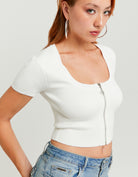 Tally Weijl White Knitted Zip-Up Cardigan WHITE front view