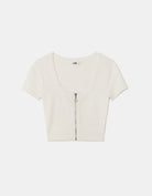 Tally Weijl White Knitted Zip-Up Cardigan WHITE back view