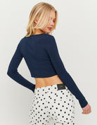 Tally Weijl Blue Crop Cardigan Navy detail view