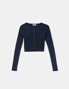Tally Weijl Blue Crop Cardigan Navy back view