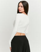 Tally Weijl White Crop Cardigan WHITE back view