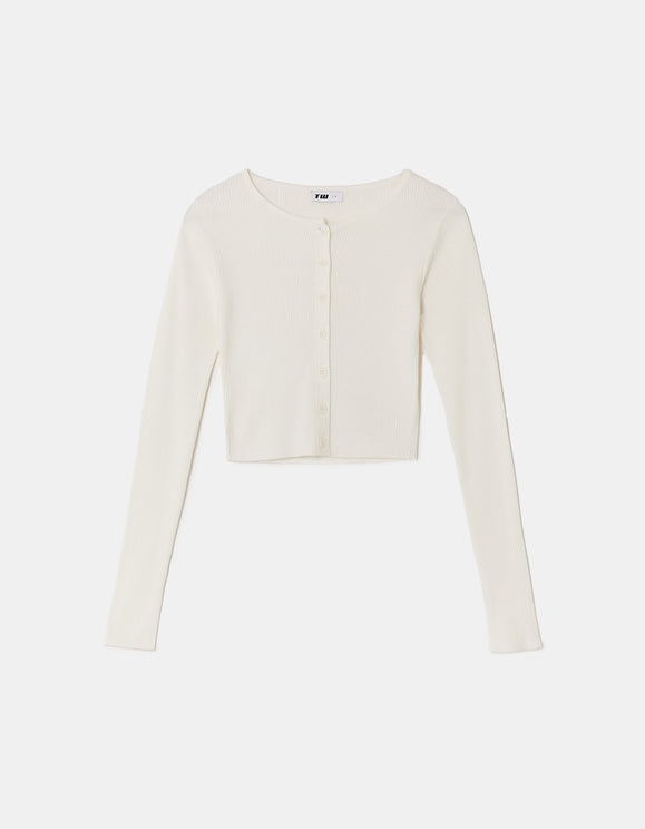 Tally Weijl White Crop Cardigan WHITE side view