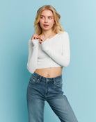 Tally Weijl White Crop Cardigan WHITE front view