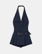 Tally Weijl Blue Pinstripe Playsuit Blue/White back view