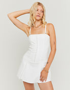 Tally Weijl White Pleated Playsuit WHITE model front view