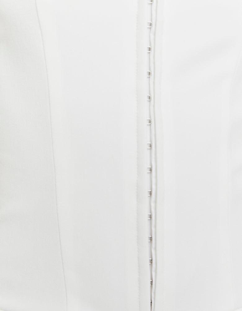 Ladies White Pleated Jumpsuit-Close Up VIew