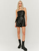 Tally Weijl Faux Leather Sleeveless Playsuit Black front view