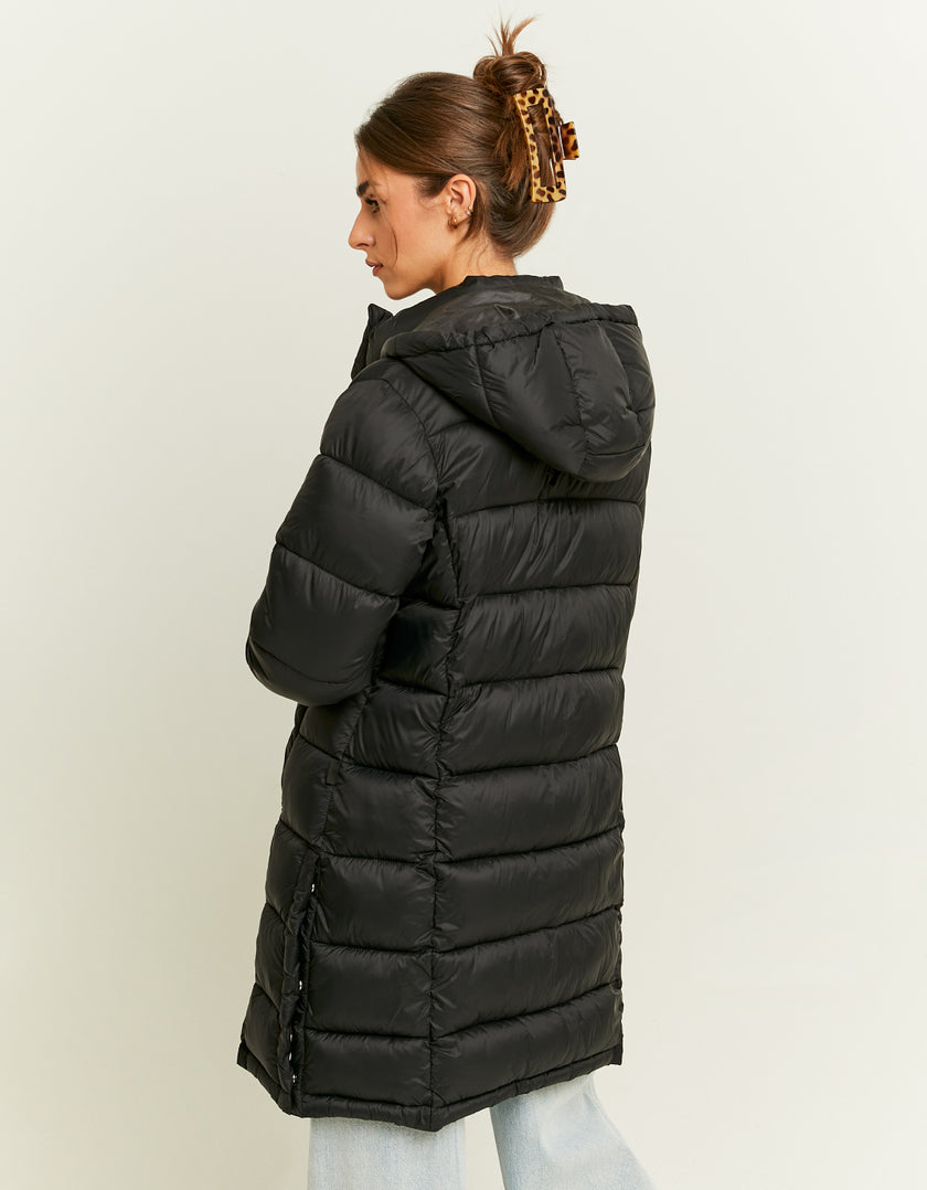 Black Long Light Padded Coat-Side view